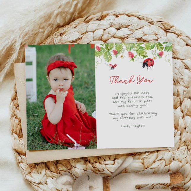 Carte De Remerciements Photo de la fête d'anniversaire de la petite fille (Créateur téléchargé)