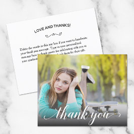 Carte de remerciements photo de la graduation budg