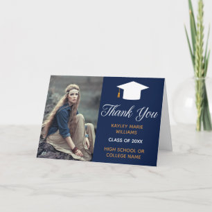 Carte De Remerciements Photo de la Marine Bleue Graduation 2025