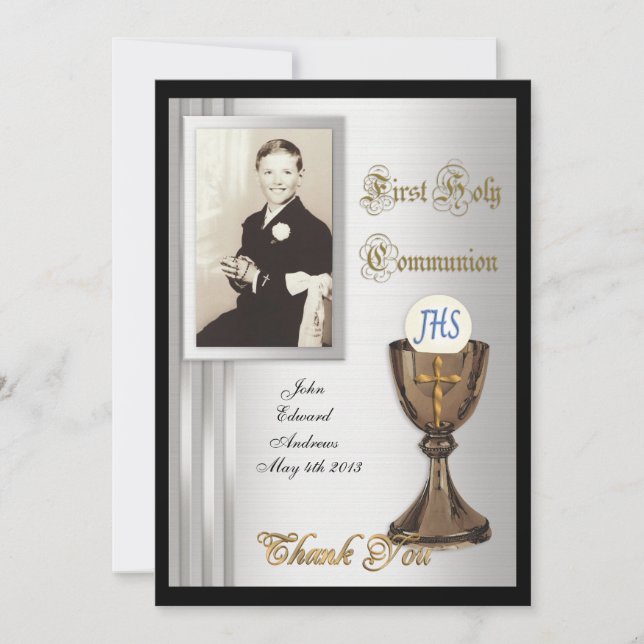 Carte De Remerciements Photo de la première communion (Devant)