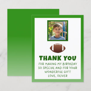 Carte De Remerciements Photo de l'anniversaire du football américain
