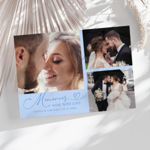 Carte De Remerciements Photo de mariage bleu glacé Souvenirs faits avec a