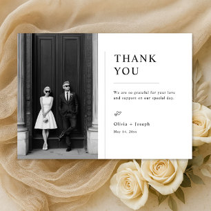 Carte De Remerciements Photo de mariage dans le style de l'argent ancien
