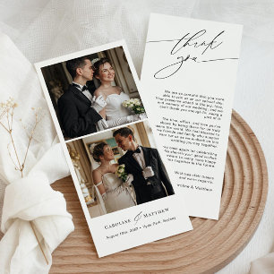 Carte de remerciements photo de mariage élégant av