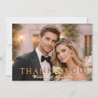 Carte De Remerciements Photo de mariage élégant moderne personnalisé 