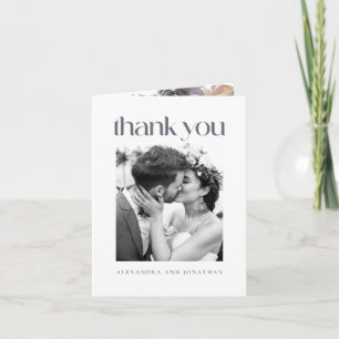 Carte De Remerciements Photo de mariage élégante à l'aquarelle florale vi