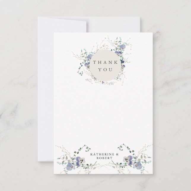 Carte De Remerciements Photo de Mariage Fleur sauvage minimal (Devant)