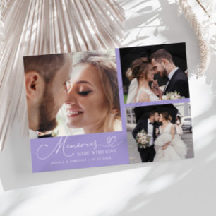 Carte De Remerciements Photo de mariage lilas fait avec amour