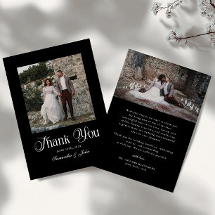 Carte De Remerciements Photo de mariage noir et blanc à typographie moder