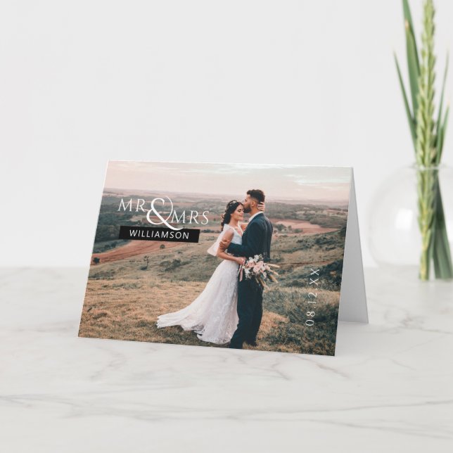 Carte De Remerciements Photo de mariage personnalisée (Devant)