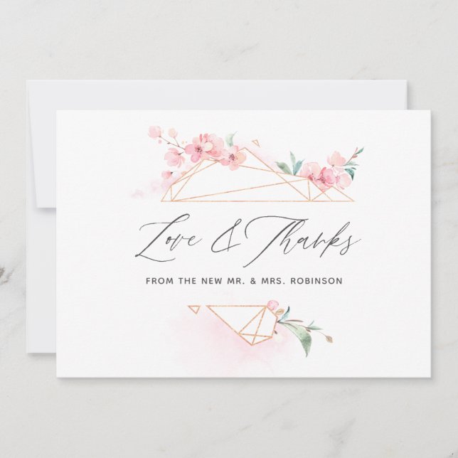 Carte De Remerciements Photo de mariage printanier aux fleurs de cerisier (Devant)