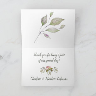 Carte De Remerciements Photo de mariage remerciements aquarelle roses ros