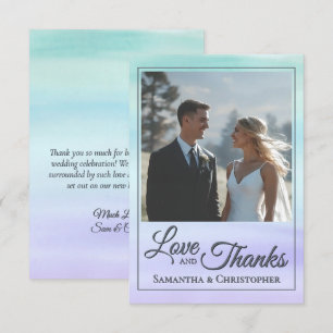 Carte De Remerciements Photo de mariage simple avec lavis aquarelle sarce
