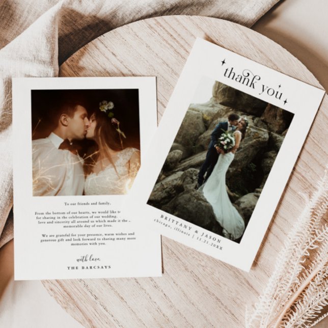 Carte De Remerciements Photo de mariage Simple Élégance (Créateur téléchargé)