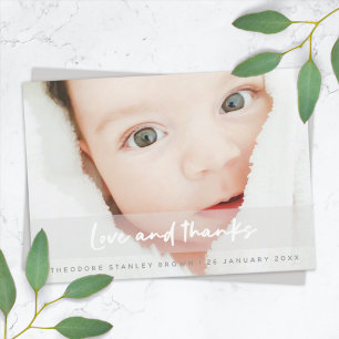 Carte De Remerciements Photo de naissance de bébé Moderne Cute Nouveau
