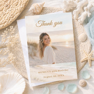 Carte De Remerciements Photo de plage côtière d'été d'anniversaire