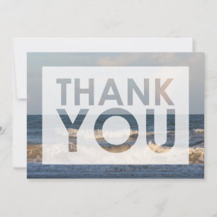 Carte De Remerciements Photo de plage sous le soleil couchant avec découp
