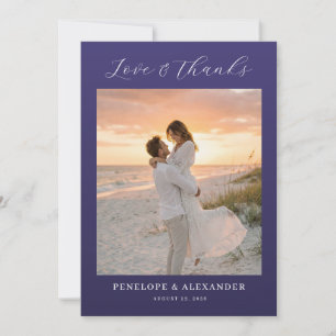 Carte De Remerciements Photo de plage violette romantique