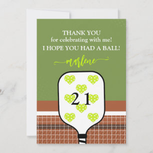 Carte De Remerciements Photo de raquette de Pickleball élégante pour fête