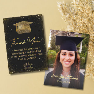 Carte De Remerciements Photo de remise de diplôme élégant avec écriture d