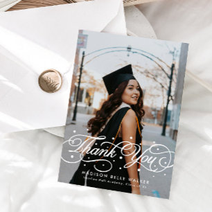 Carte De Remerciements Photo de remise de diplômes avec écriture élégante