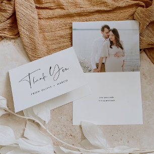 Carte De Remerciements Photo de script minimaliste moderne