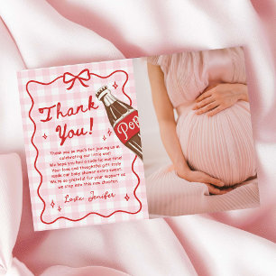 Carte De Remerciements Photo de shower de bébé en vichy rose Elle est prê