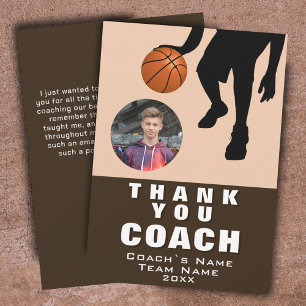 Carte De Remerciements Photo de silhouette de joueur de basket-ball Coach