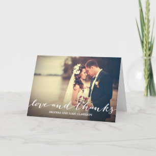 Carte De Remerciements Photo de soutirage de manuscrit simple d'amour et
