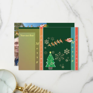 Carte De Remerciements Photo de vacances "Joyeux Noël" Père Noël Reindeer
