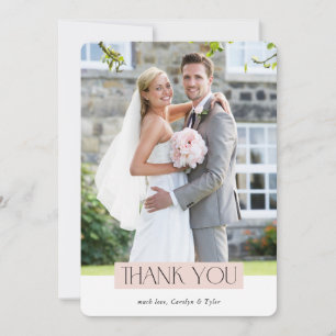 CARTE DE REMERCIEMENTS PHOTO DE WEDDING CHIC SERIF BLUSH PINK BLOCK