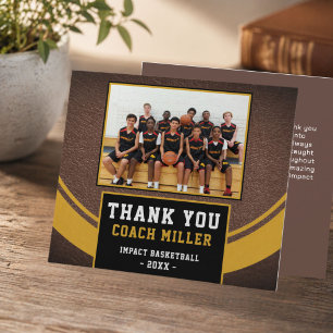 Carte De Remerciements Photo d'entraîneur d'une équipe de basket-ball mod