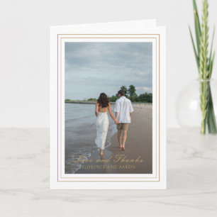 Carte De Remerciements Photo d'or traditionnel Mariage intemporel