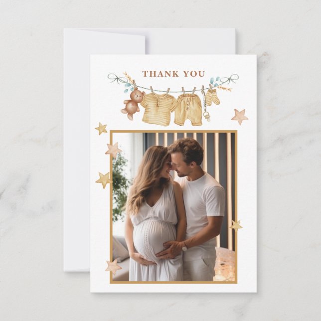 Carte de remerciements photo du Baby shower Boho (Devant)