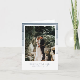 Carte De Remerciements Photo du Mariage d'aquarelle bleu plongé le meille