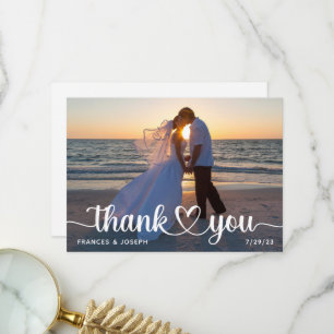 Carte De Remerciements Photo du Mariage de connexion cardiaque