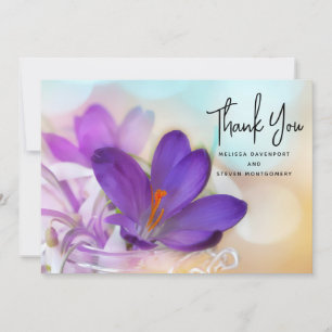 Carte De Remerciements Photo d'un joli Crocus de printemps violet