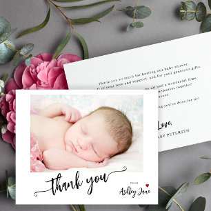 Carte de remerciements photo élégant du baby showe