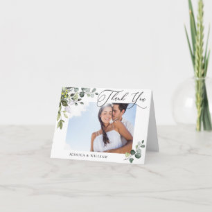 Carte De Remerciements PHOTO Elegant Eucalyptus Mariage de verdure