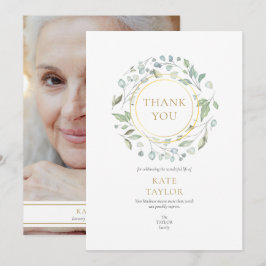 Carte De Remerciements Photo Elegant Garland Funeral Memorial
