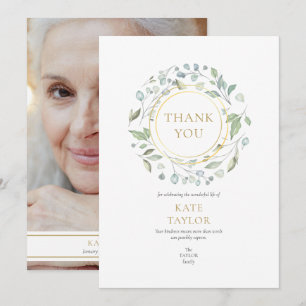 Carte De Remerciements Photo Elegant Garland Funeral Memorial