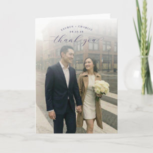 Carte De Remerciements Photo Élégant Gris Romantique