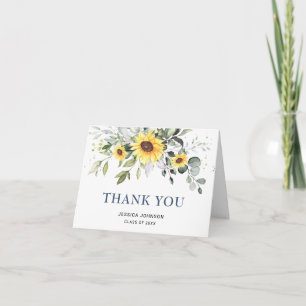 Carte De Remerciements PHOTO Elegant Sunflowers Eucalyptus