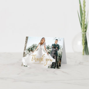 Carte De Remerciements Photo Élégante Calligraphie Mariage Remerciement