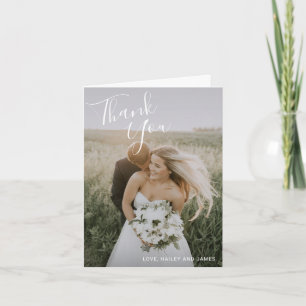 Carte De Remerciements Photo élégante de Simple Wedding