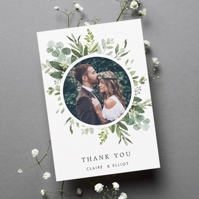 Carte de remerciements photo Eucalyptus Green Foli (Créateur téléchargé)