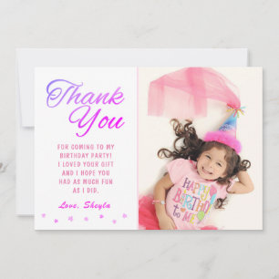 Carte De Remerciements Photo fille Anniversaire de la belle étoile rose