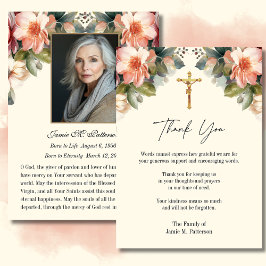 Carte De Remerciements Photo florale catholique Condolence Sympathie
