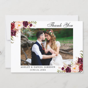Carte De Remerciements Photo florale de mariage de Bourgogne