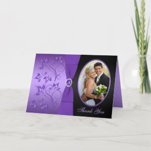 Carte de remerciements photo florale violette et n